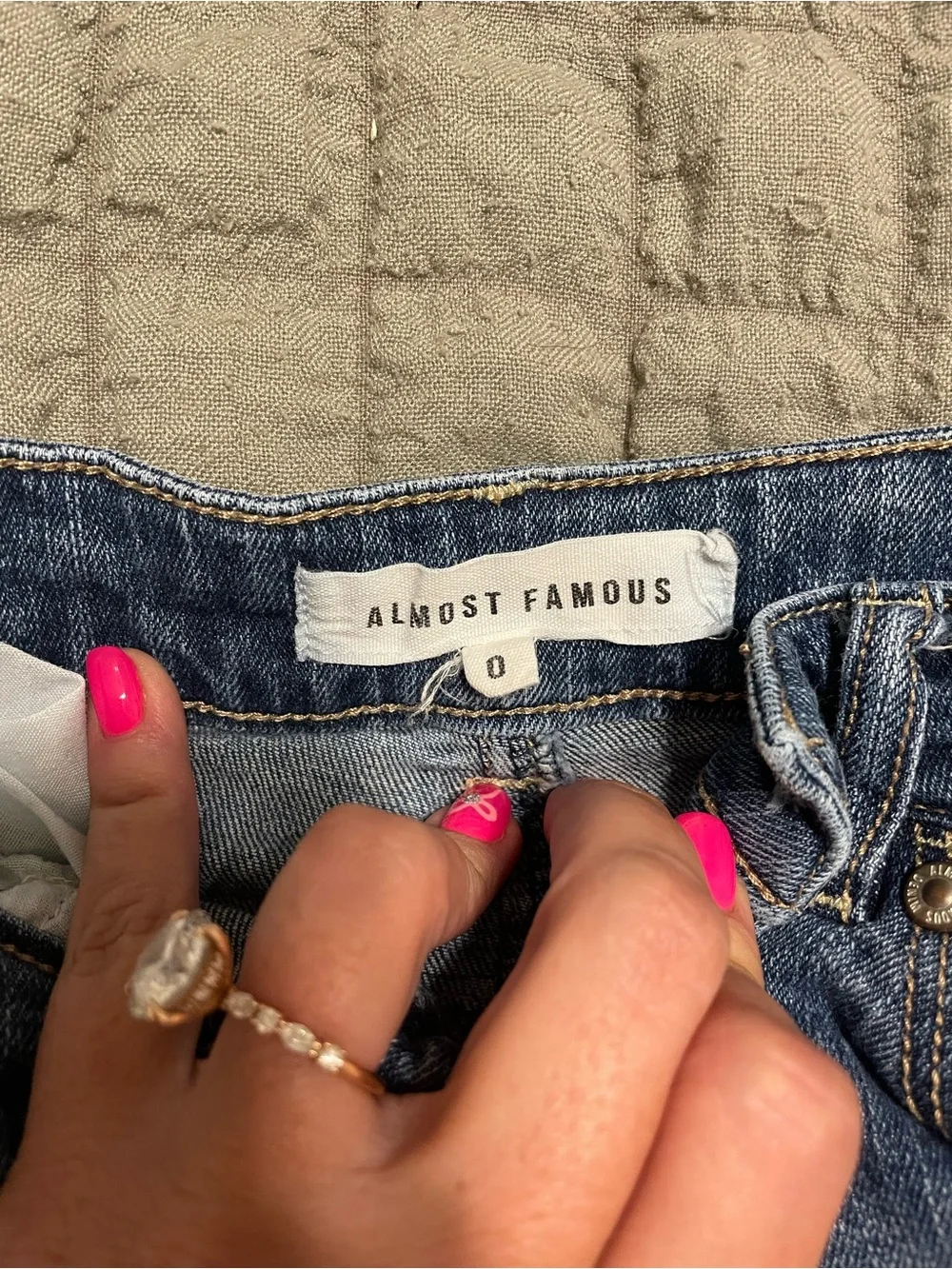 Almost Famous Distressed Blue Denim Jean Shorts
